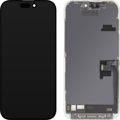 Zaslon na dotik MP, združljiv z Apple iPhone 16 Pro, z okvirjem, različica Soft OLED FHD 120Hz IC Movable, črn