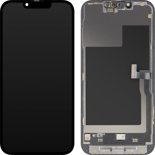 MP zaslon na dotik, združljiv z Apple iPhone 13 Pro, z okvirjem, Premium Soft OLED FHD 120Hz diagnostična različica, črna
