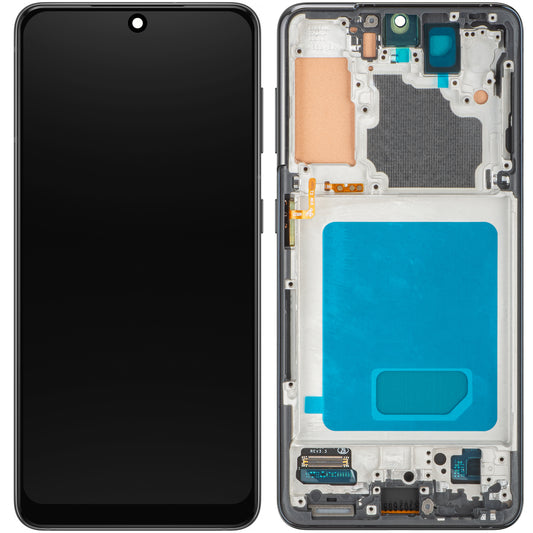MP zaslon na dotik, združljiv s Samsung Galaxy S21 5G G991, z okvirjem, črne barve