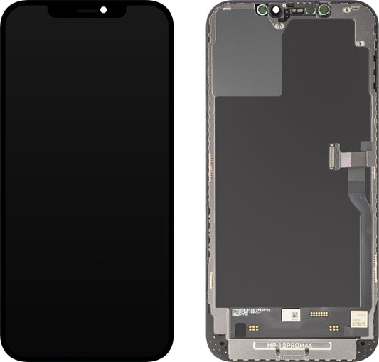 MP zaslon na dotik, združljiv z Apple iPhone 12 Pro Max, z okvirjem, različica programske opreme OLED FHD Diagnostic, črna