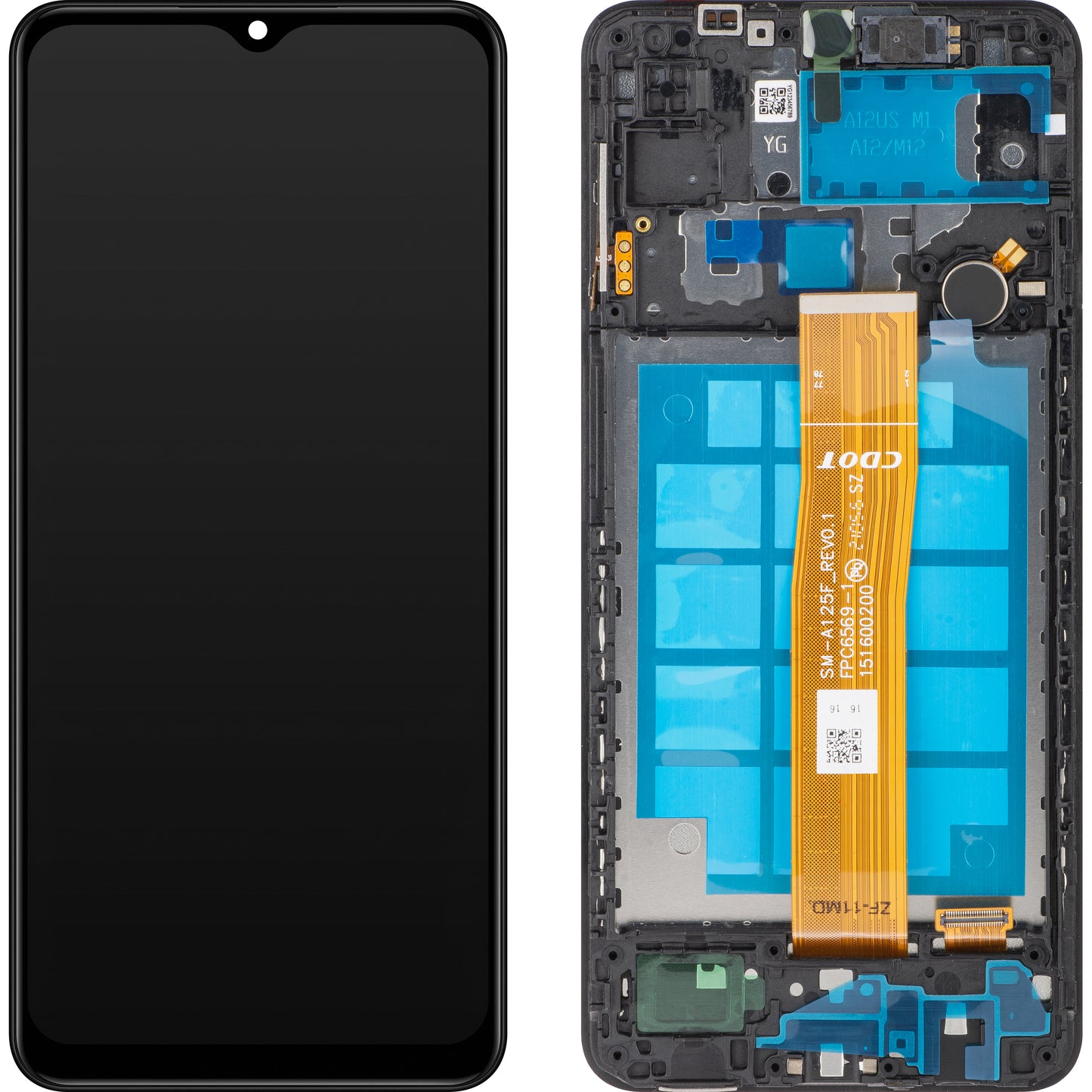 MP zaslon na dotik, združljiv s Samsung Galaxy A12 A125 / A12 Nacho A127, z okvirjem, črn, ponovno zapakiran