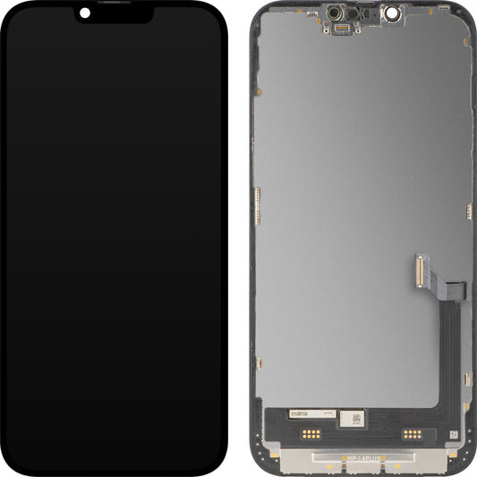 MP zaslon na dotik, združljiv z Apple iPhone 14 Plus, z okvirjem, Premium različica Soft OLED FHD 120Hz diagnostični, črna