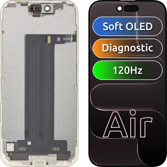 MP zaslon na dotik, združljiv z Apple iPhone 17 Air, z okvirjem, programska različica OLED FHD 120Hz Diagnostic, črna