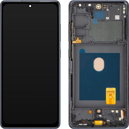 MP zaslon na dotik, združljiv s Samsung Galaxy S20 FE G780, z okvirjem, različica OLED, mornarsko modra 