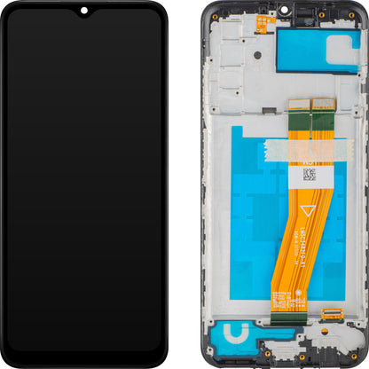 Zaslon s tehnologijo na dotik MP, združljiv s Samsung Galaxy A03s A037, s okvirjem, različica F, črn