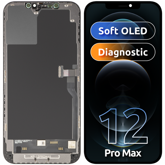 MP zaslon na dotik, združljiv z Apple iPhone 12 Pro Max, z okvirjem, različica programske opreme OLED FHD Diagnostic, črna
