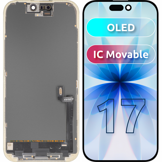 MP zaslon na dotik, združljiv z Apple iPhone 17, z okvirjem, OLED FHD različica IC Movable, črna