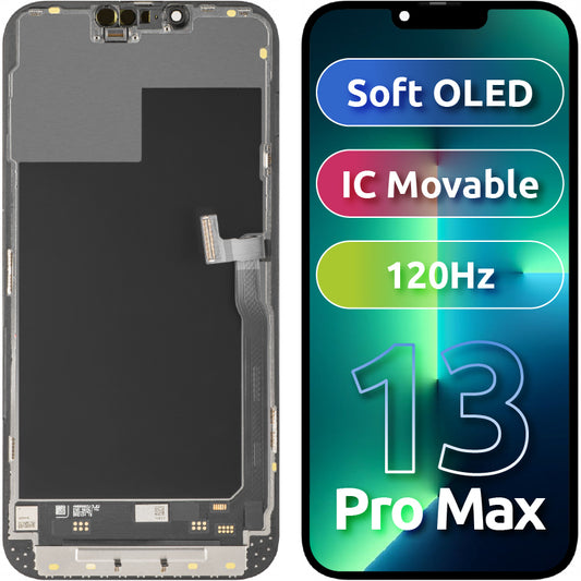 MP Touchscreen Display compatible with Apple iPhone 13 Pro Max, with Frame, Soft OLED IC Movable 120Hz FHD Version, Black
