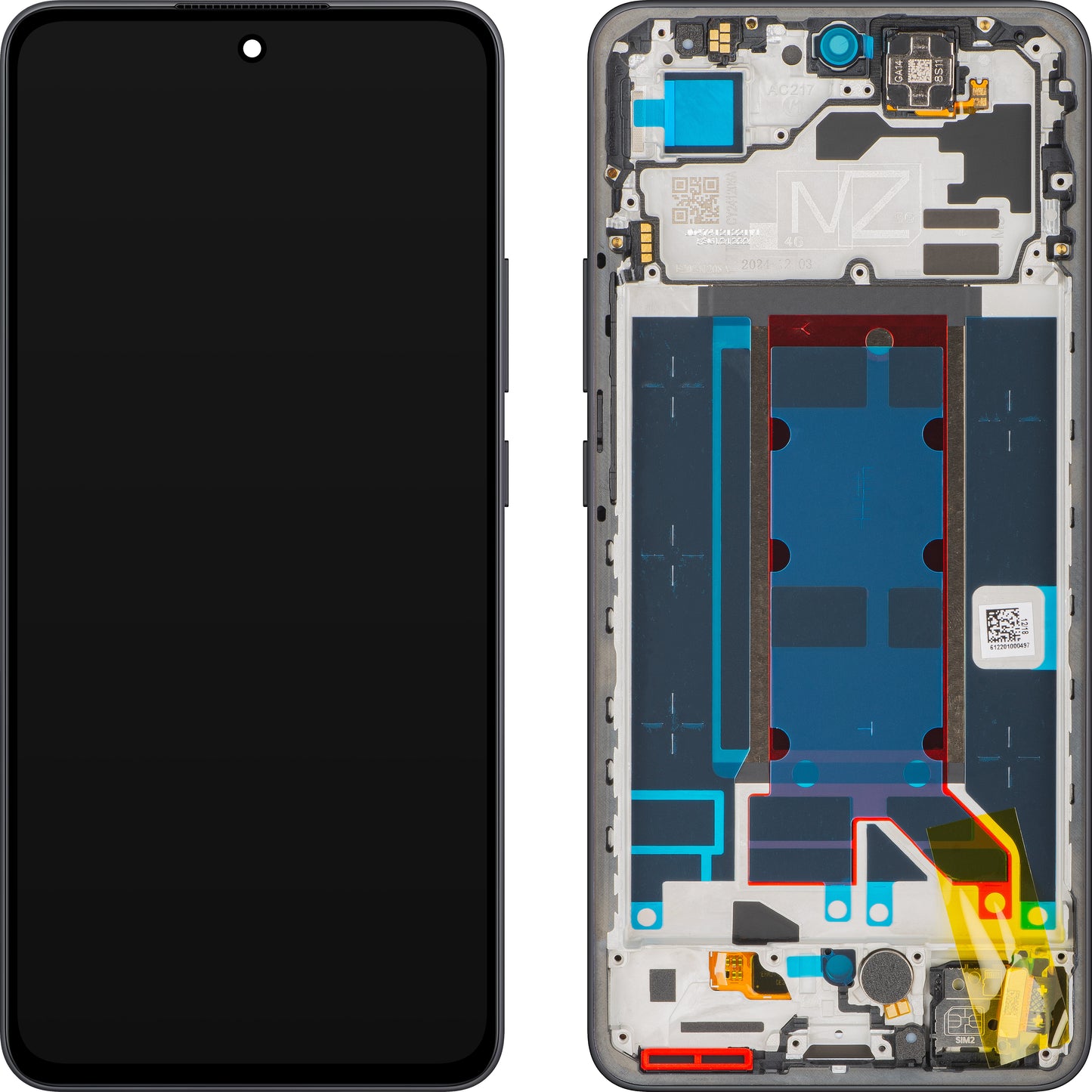 Zaslon s senzorjem na dotik Oppo Reno13 FS 5G / Reno13 F, z okvirjem, siv (Graphite Grey), Service Pack 621029000449