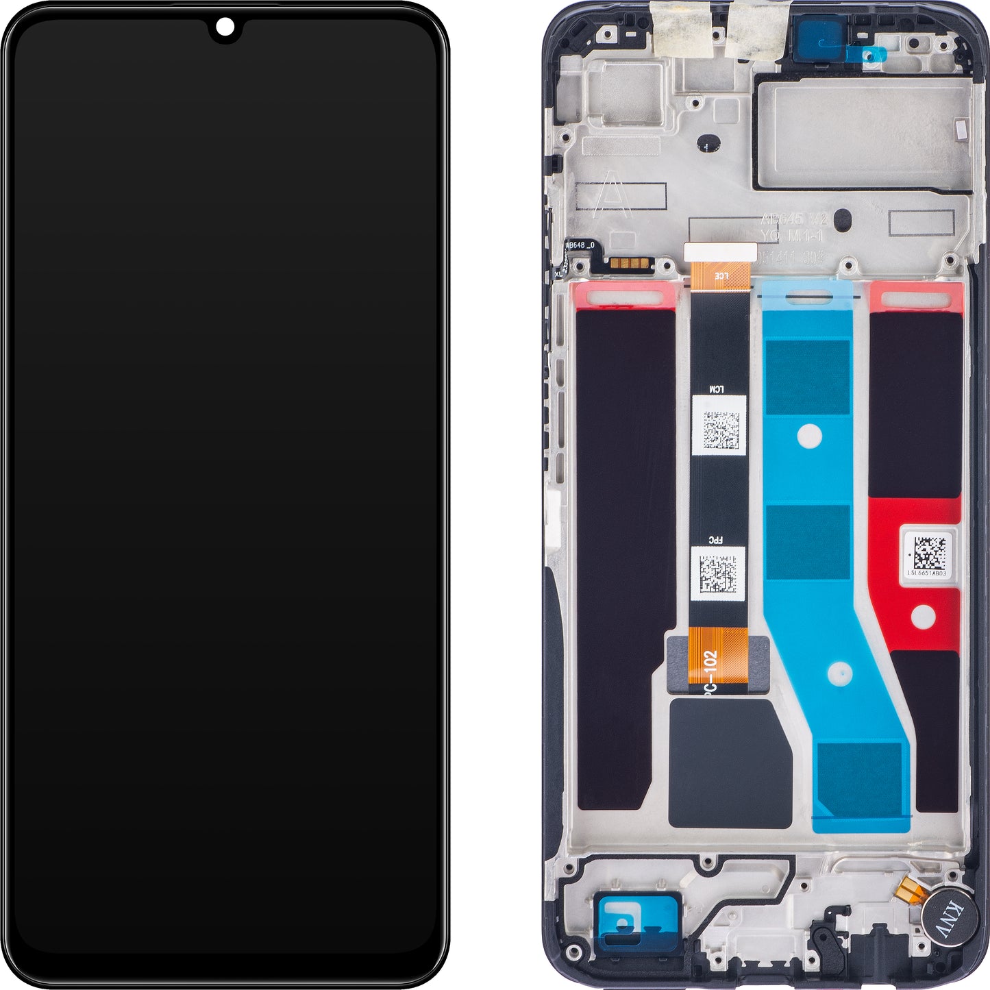 Realme C51 Touchscreen Display with Frame, Carbon Black, Service Pack 621029000053