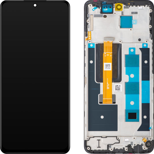 Zaslon z zaslonom na dotik Realme 12, s okvirjem, črn, servisni paket
