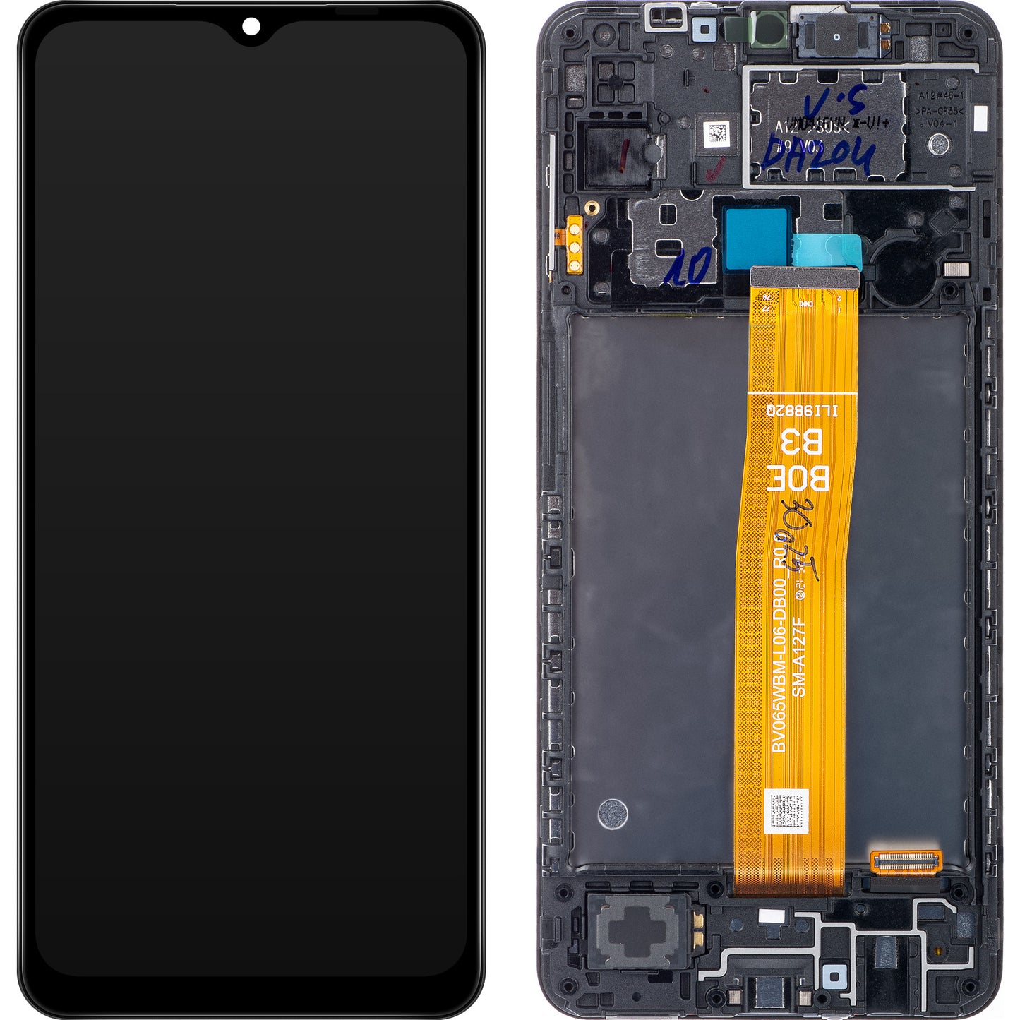 Zaslon na dotik Samsung Galaxy A12 Nacho A127, z okvirjem, črn, ponovno zapakiran GH82-26486A