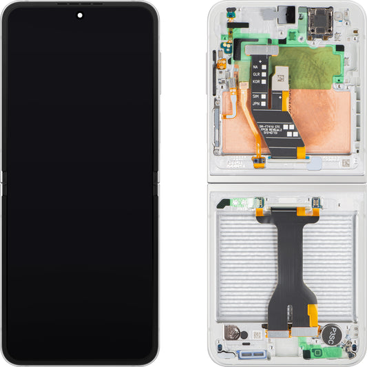 Zaslon s senzorjem na dotik Samsung Galaxy Z Flip6 F741, z okvirjem, Sub Inner, bel, Service Pack GH82-35014F