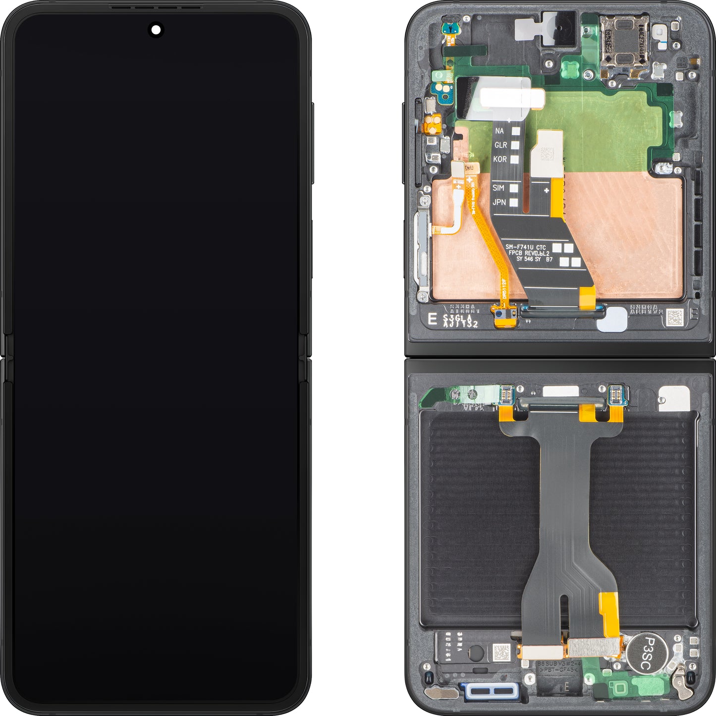 Zaslon na dotik Samsung Galaxy Z Flip6 F741, z okvirjem, Sub Inner, črn, Service Pack GH82-35014E