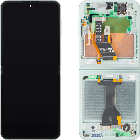 Zaslon s Touchscreenom Samsung Galaxy Z Flip6 F741, z Okvirjem, Pod Inner, Zelen (Mint), Service Pack GH82-35014D