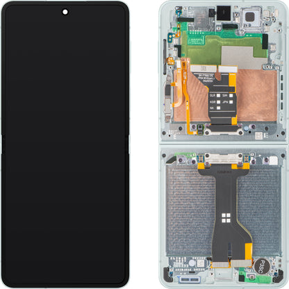 Zaslon na dotik Samsung Galaxy Z Flip7 F766, z okvirjem, pod notranjim delom, zelen (meta), servisni paket GH82-37581E