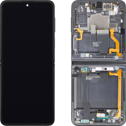 Zaslon na dotik Samsung Galaxy Z Flip4 F721, z okvirjem, pod notranjim delom, siv (Graphite), servisni paket GH82-30238A