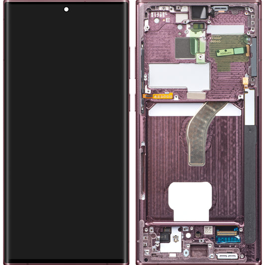 Zaslon na dotik Samsung Galaxy S22 Ultra 5G S908, z okvirjem, vinsko rdeč, zamenjava GH82-27488B
