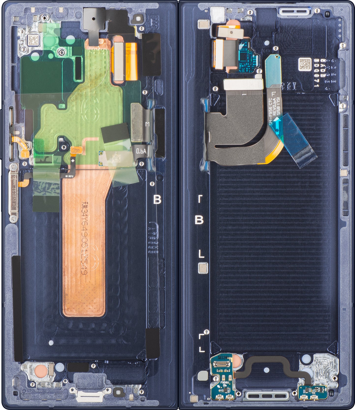 Zaslon na dotik Samsung Galaxy Z Fold6 F956, z okvirjem, pod notranjim delom, mornarsko modra (Navy), servisni paket GH82-35042C