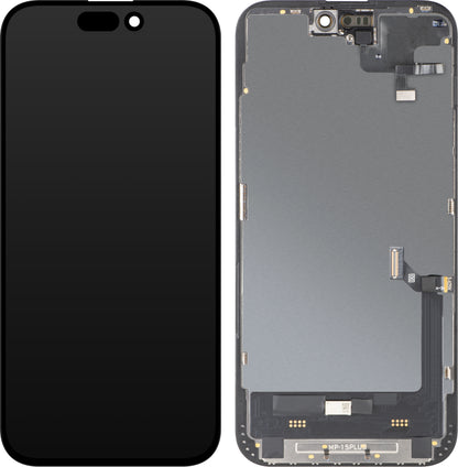 Touchscreen Display with MP Proximity Sensor compatible with Apple iPhone 15 Plus, with Frame, OLED FHD Diagnostic Software Version, Black