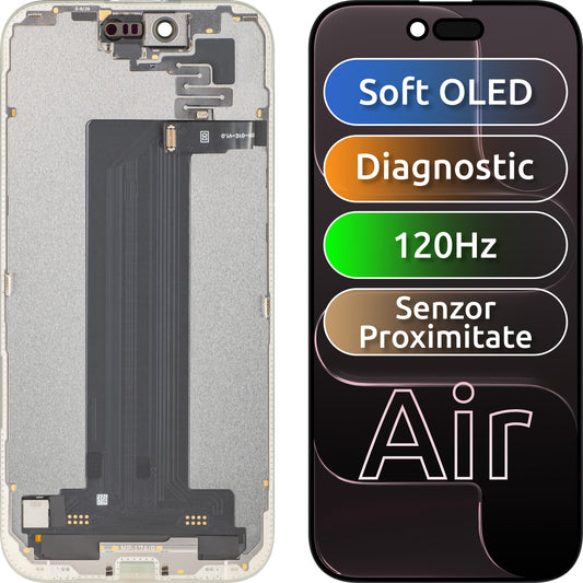 Zaslon na dotik z MP senzorjem za bližino svetlobe, združljiv z Apple iPhone 17 Air, z okvirjem, programska različica OLED FHD 120Hz diagnostična, črna