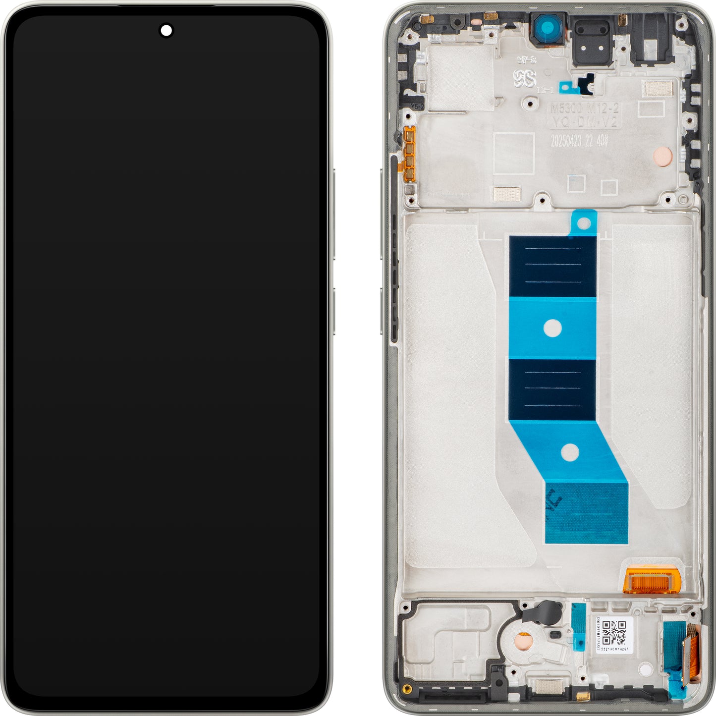 Zaslon s Touchscreenom Xiaomi Poco M7 Pro 5G, z okvirjem, Siv (Lunar Dust), Service Pack 5600070O17P00