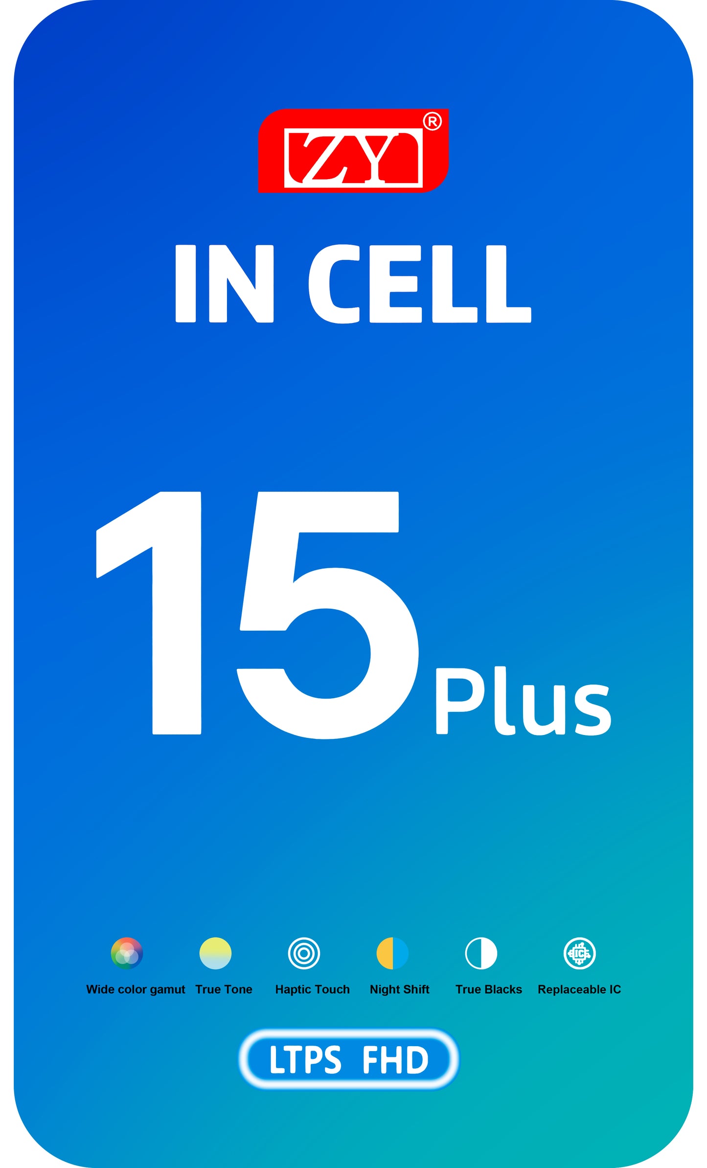 ZY zaslon na dotik za Apple iPhone 15 Plus, z okvirjem, različica z vgrajenim zaslonom LCD, črn 