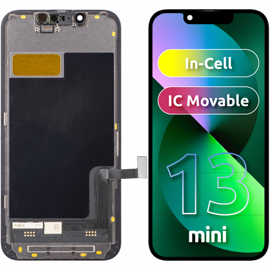 Zaslon na dotik ZY za Apple iPhone 13 mini, z okvirjem, v celici IC, premična različica LCD, črn