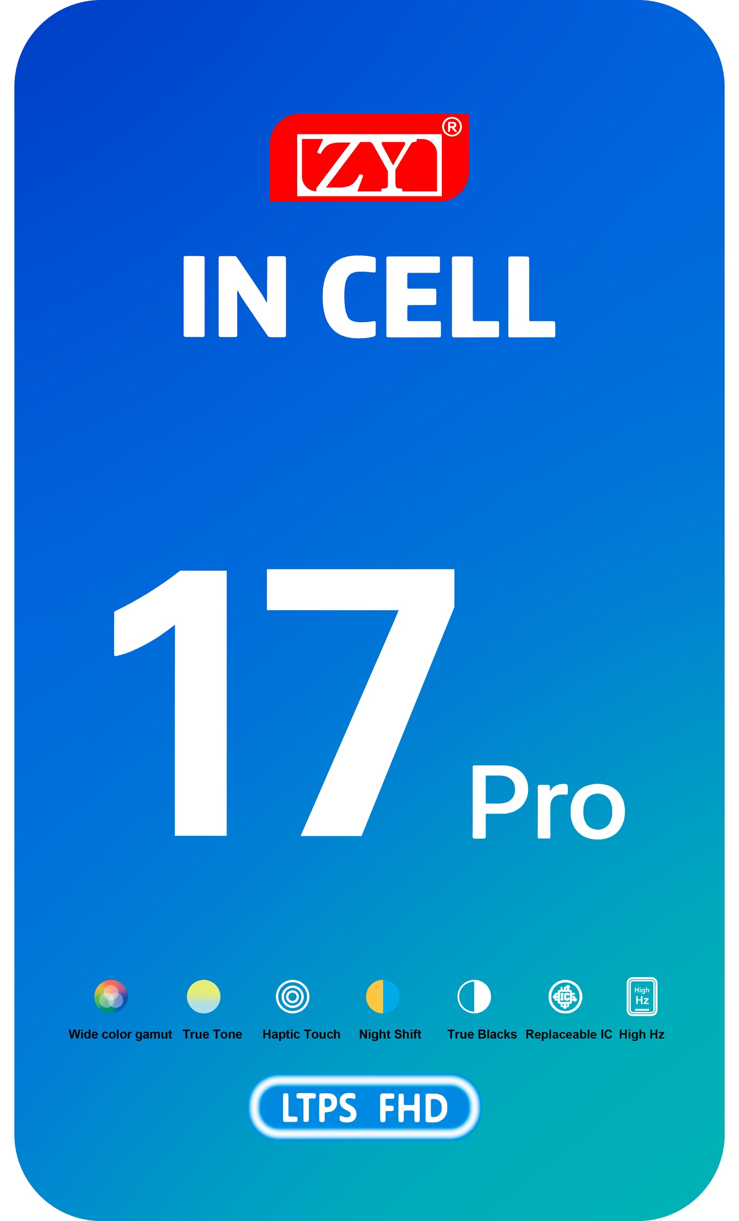 Zaslon na dotik ZY za Apple iPhone 17 Pro, z okvirjem, LCD različica In-Cell IC Movable, črn