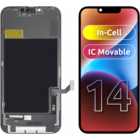 ZY zaslon na dotik za Apple iPhone 14, z okvirjem, v celici IC, premična različica LCD, črna 