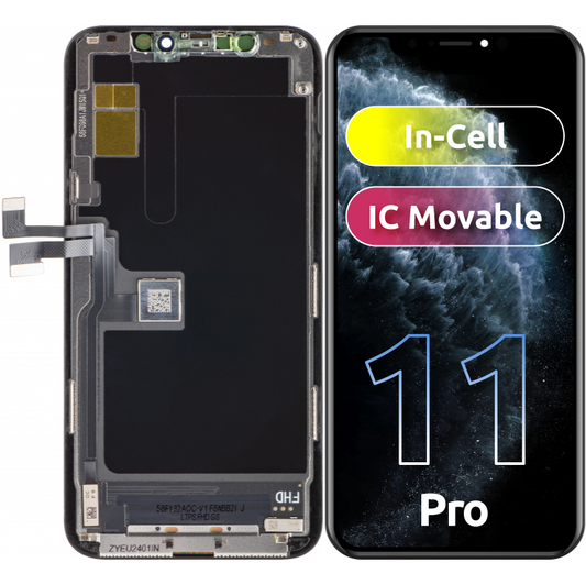 ZY zaslon na dotik za Apple iPhone 11 Pro, z okvirjem, v celici IC, premična različica LCD, črna 