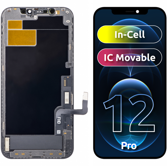 ZY zaslon na dotik za Apple iPhone 12 / 12 Pro, z okvirjem, v celici IC, premična različica LCD, črna