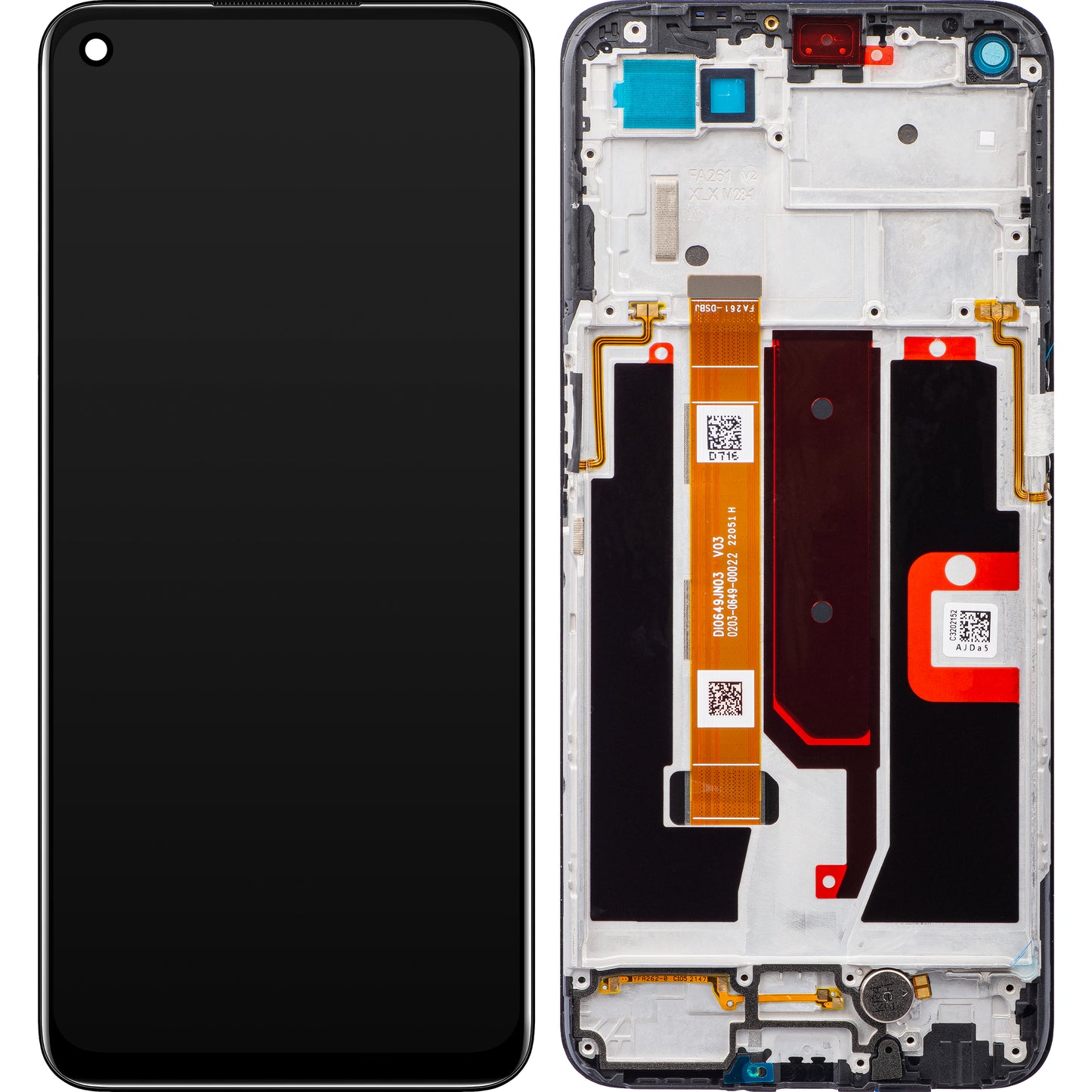 Oppo A74 5G / A54 5G Zaslon na dotik z okvirjem, črn, servisni paket 4906219