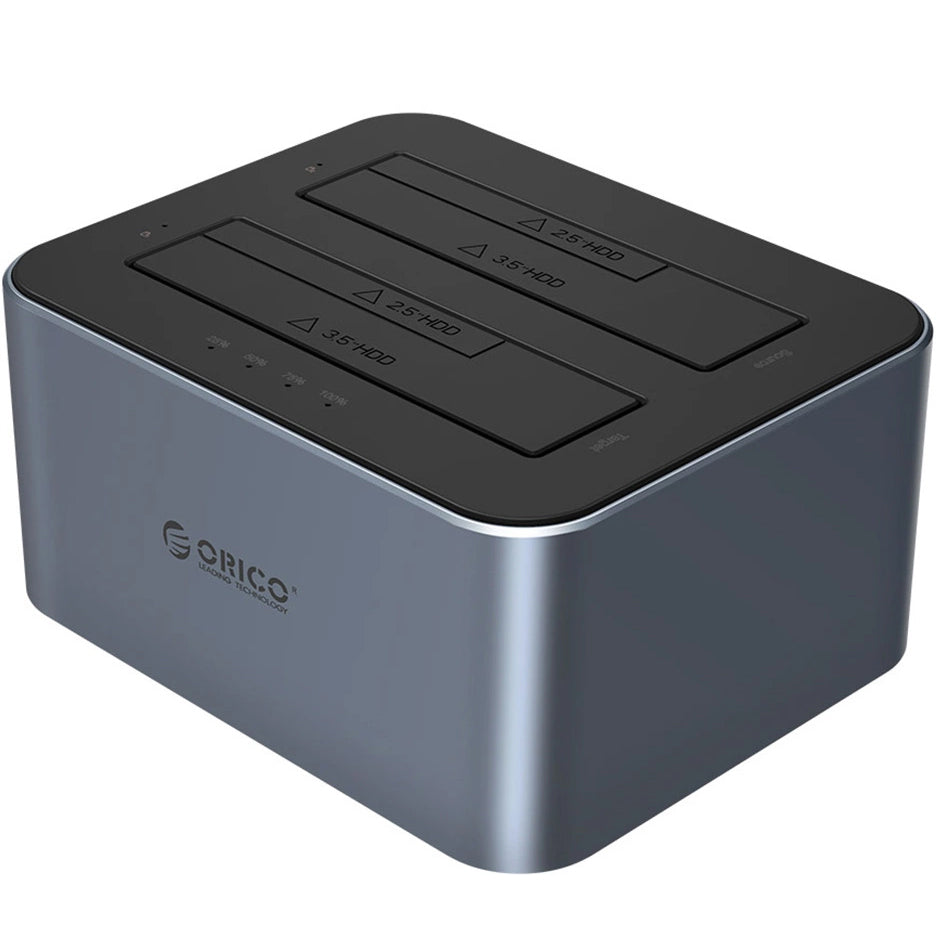 Docking Station Orico 6626C3-C-V1 2-Drive za HDD / SSD SATA 2,5 palca / 3,5 palca, Siva