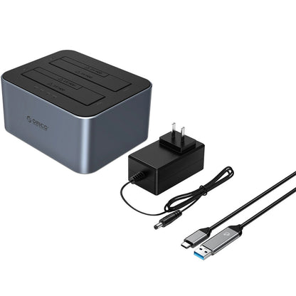 Docking Station Orico 6626C3-C-V1 2-Drive za HDD / SSD SATA 2,5 palca / 3,5 palca, Siva