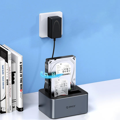 Docking Station Orico 6626C3-C-V1 2-Drive za HDD / SSD SATA 2,5 palca / 3,5 palca, Siva