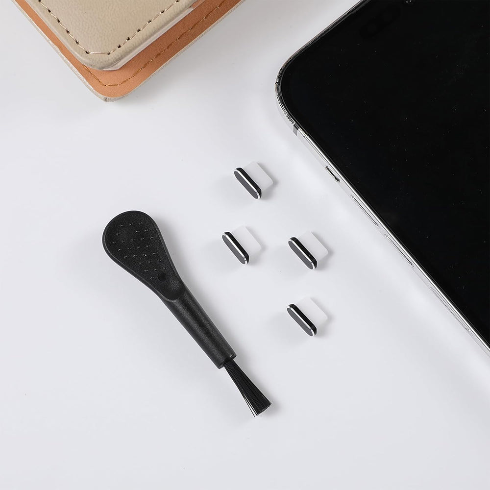 Zaščitni zamašek proti prahu za telefon Techsuit AD1, USB-C, komplet 4 kosi, črna