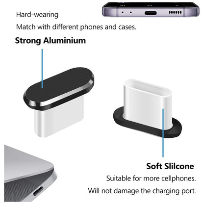 Zaščitni zamašek proti prahu za telefon Techsuit AD1, USB-C, komplet 4 kosi, črna