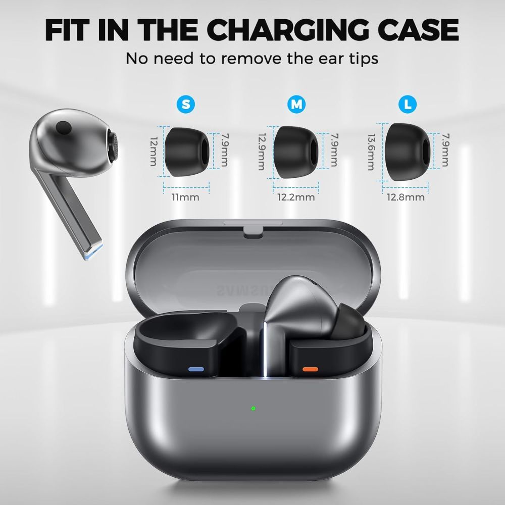 Čepki Tech-Protect za Samsung Galaxy Buds3 Pro, Velikost S / M / L, Črni