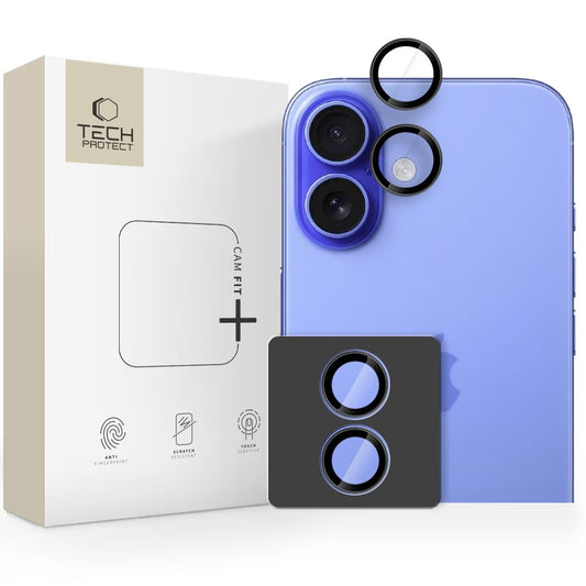 Zaščitna folija za zadnjo kamero Tech-Protect CamRing Fit+ za Apple iPhone 17, Kaljeno steklo, Črna