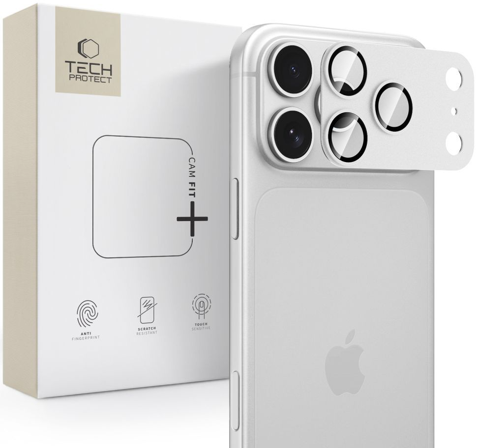 Zaščitna folija za zadnjo kamero Tech-Protect CamFull Fit+ za Apple iPhone 18 Pro, kaljeno steklo, srebrna