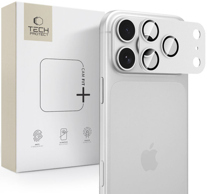 Zaščitna folija za zadnjo kamero Tech-Protect CamFull Fit+ za Apple iPhone 18 Pro, kaljeno steklo, srebrna