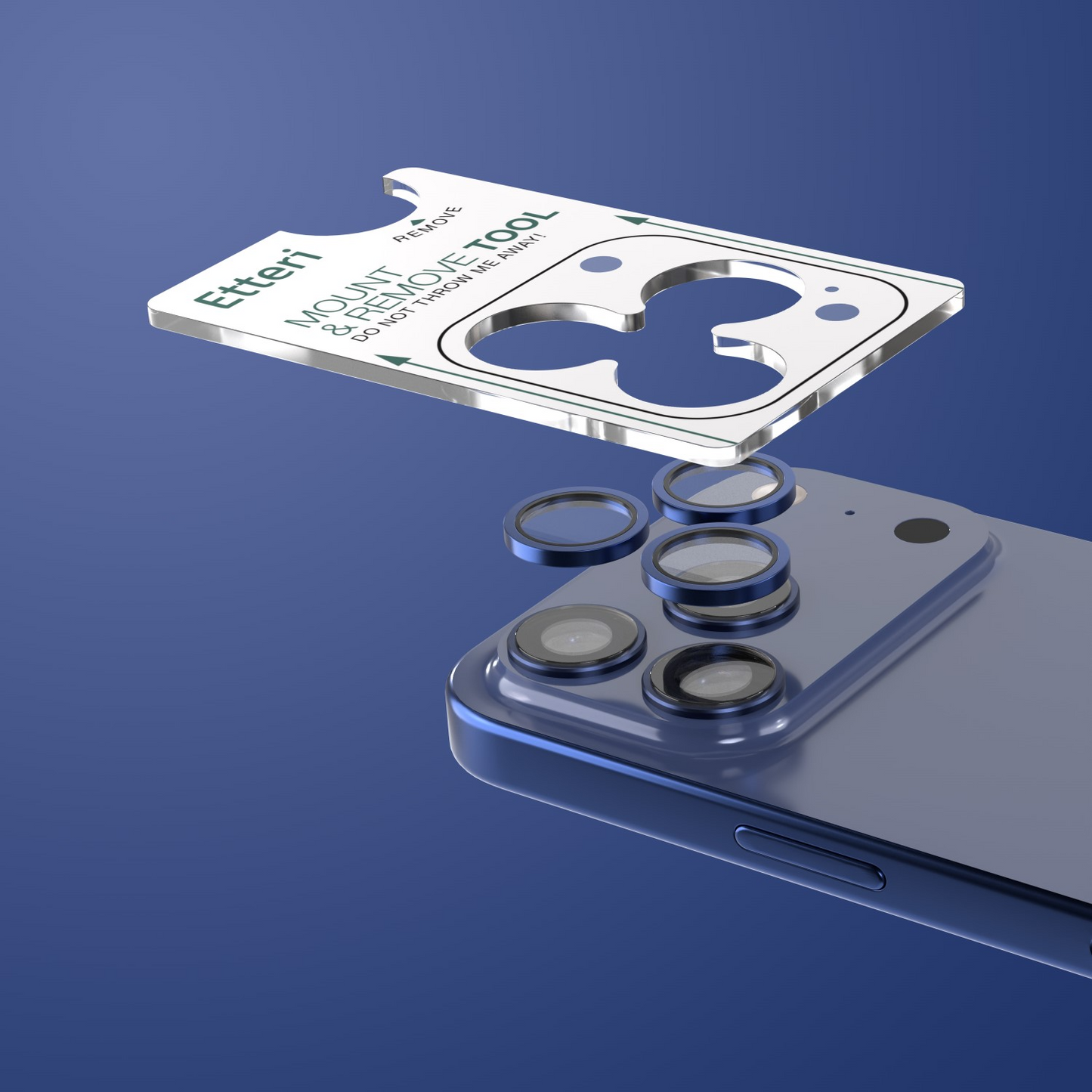 Zaščitna folija za zadnjo kamero Etteri za Apple iPhone 17 Pro Max / 17 Pro, kaljeno steklo, modra