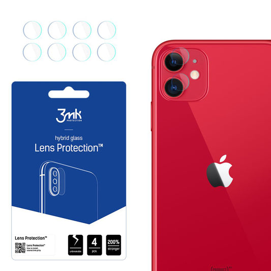 Zaščitna folija za zadnjo kamero 3MK Protection za Apple iPhone 11, fleksibilno steklo, komplet 4 kosi, prozorna
