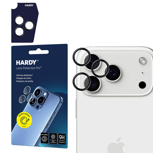 Zaščitna folija za zadnjo kamero 3MK Hardy Protection Pro za Apple iPhone 17 Pro Max / 17 Pro, Kaljeno steklo, Črna