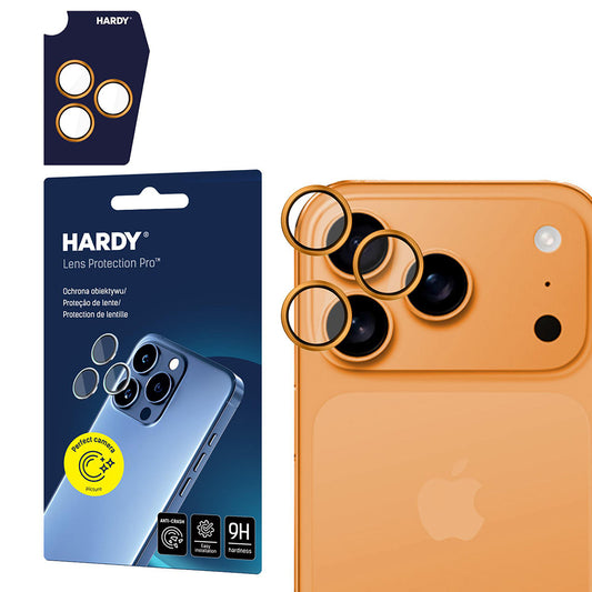 Zaščitna folija za zadnjo kamero 3MK Hardy Protection Pro za Apple iPhone 17 Pro Max / 17 Pro, Kaljeno steklo, Oranžna