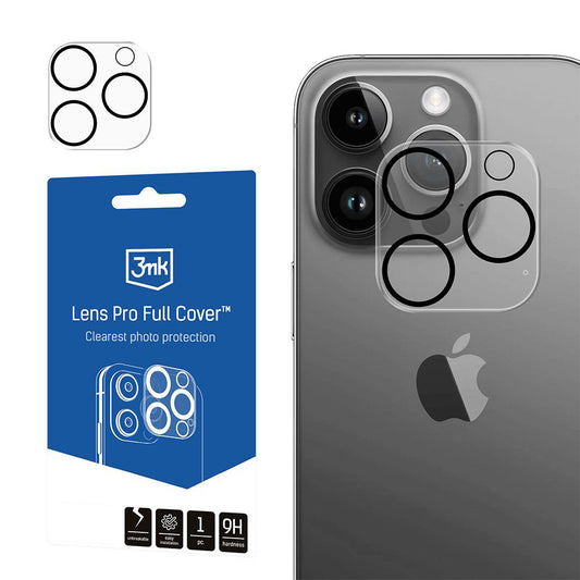 Zaščitna folija za zadnjo kamero 3MK Pro Full Cover za Apple iPhone 14 Pro, kaljeno steklo, prozorna