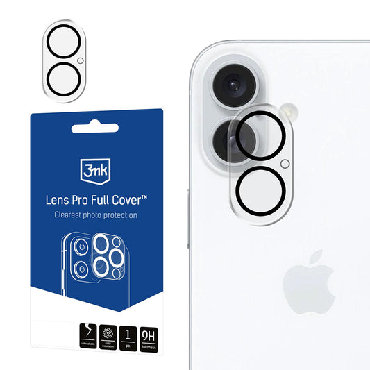 Zaščitna folija za zadnjo kamero 3MK Pro Full Cover za Apple iPhone 17, Kaljeno steklo, Črna