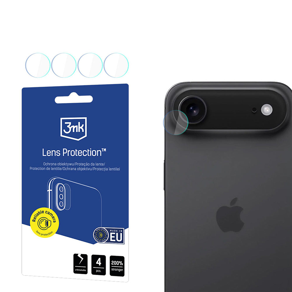 Zaščitna folija za zadnjo kamero 3MK Protection za Apple iPhone 17 Air, Kaljeno steklo, Set 4 kosi, Prozorna