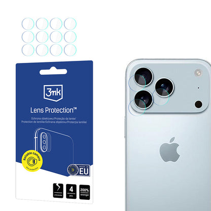 Zaščitna folija za zadnjo kamero 3MK Protection za Apple iPhone 17 Pro, Kaljeno steklo, Set 4 kosi, Prozorna